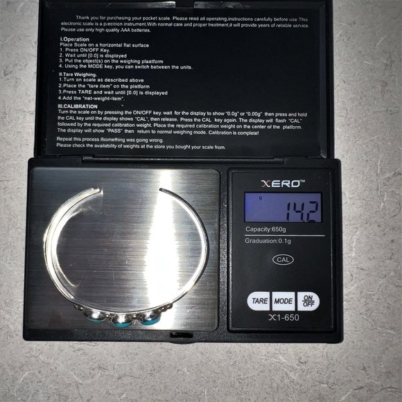 E Jackson Signed Sterling Silver 925 Cuff Bracelet Genuine Blue Green Turquoise - Picture 6 of 12